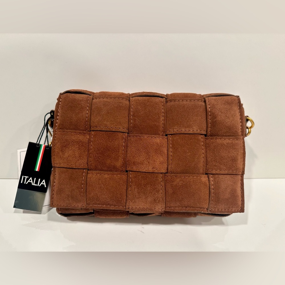 New! Viola Castellani Milano Italy Medium Crossbody Bag Cinnamon Brown